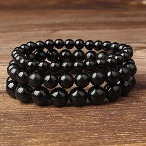 🆕New Black Onyx 3 Piece Gemstone Bracelet Set -4mm 6mm & 8mm